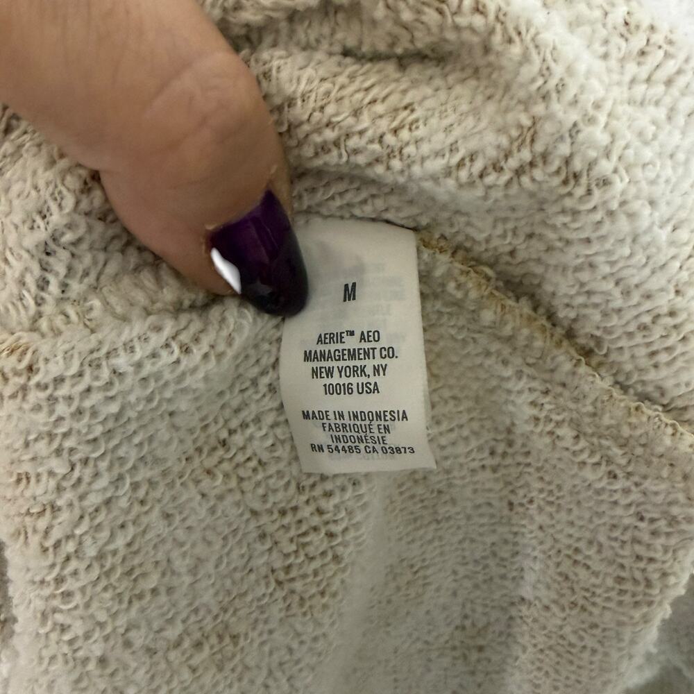 Aerie AE Tan Leopard Desert Oversized Sweatshirt Heather Frost Cheetah Medium - Picture 7 of 10